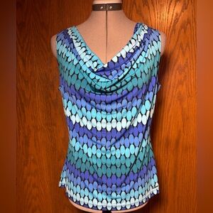 Calvin Klein Teal Blue Patterned Cowl Neck Camisole - size M